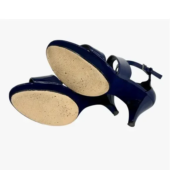 Marc NY Andrew Marc Navy Patent Heels Size 9 - Picture 7 of 7